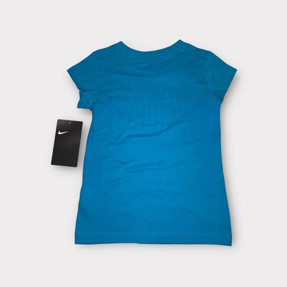Nike White “Swoosh Squad” Text Blue Top